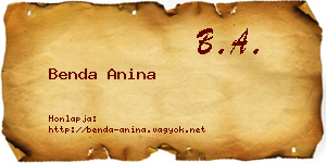 Benda Anina névjegykártya